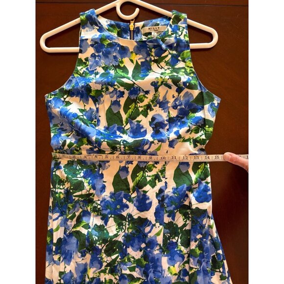 Milly For Design Nation Blue + Green Floral Sleeveless Mini Dress Size 4 - Picture 11 of 12